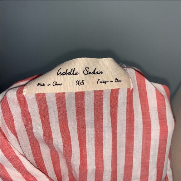 ANTHROPOLOGIE Isabella Sinclair Wellesley Pink White Striped Button Down Blouse - Picture 3 of 8